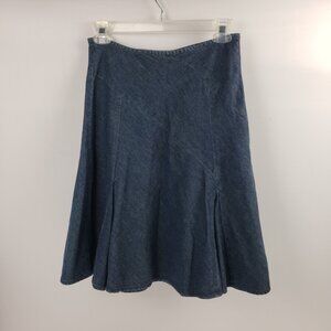 Ann Taylor Petites 00P Dark Blue Heather Full Tulip Skirt Womens Denim Zipper